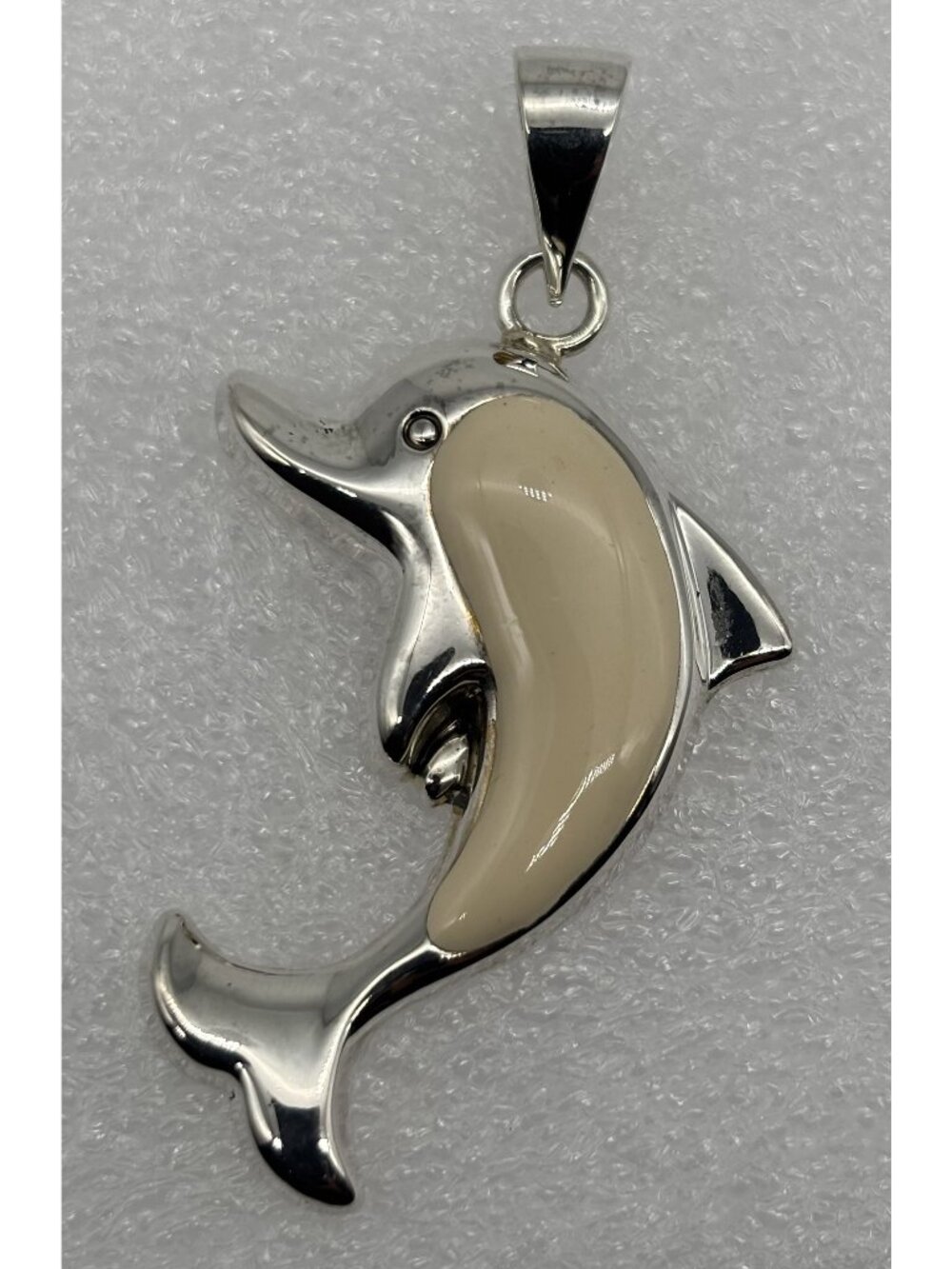 Vintage Best Leaping Dolphin Pendant Enamel in Silver Tone Rhodium Plated Signed